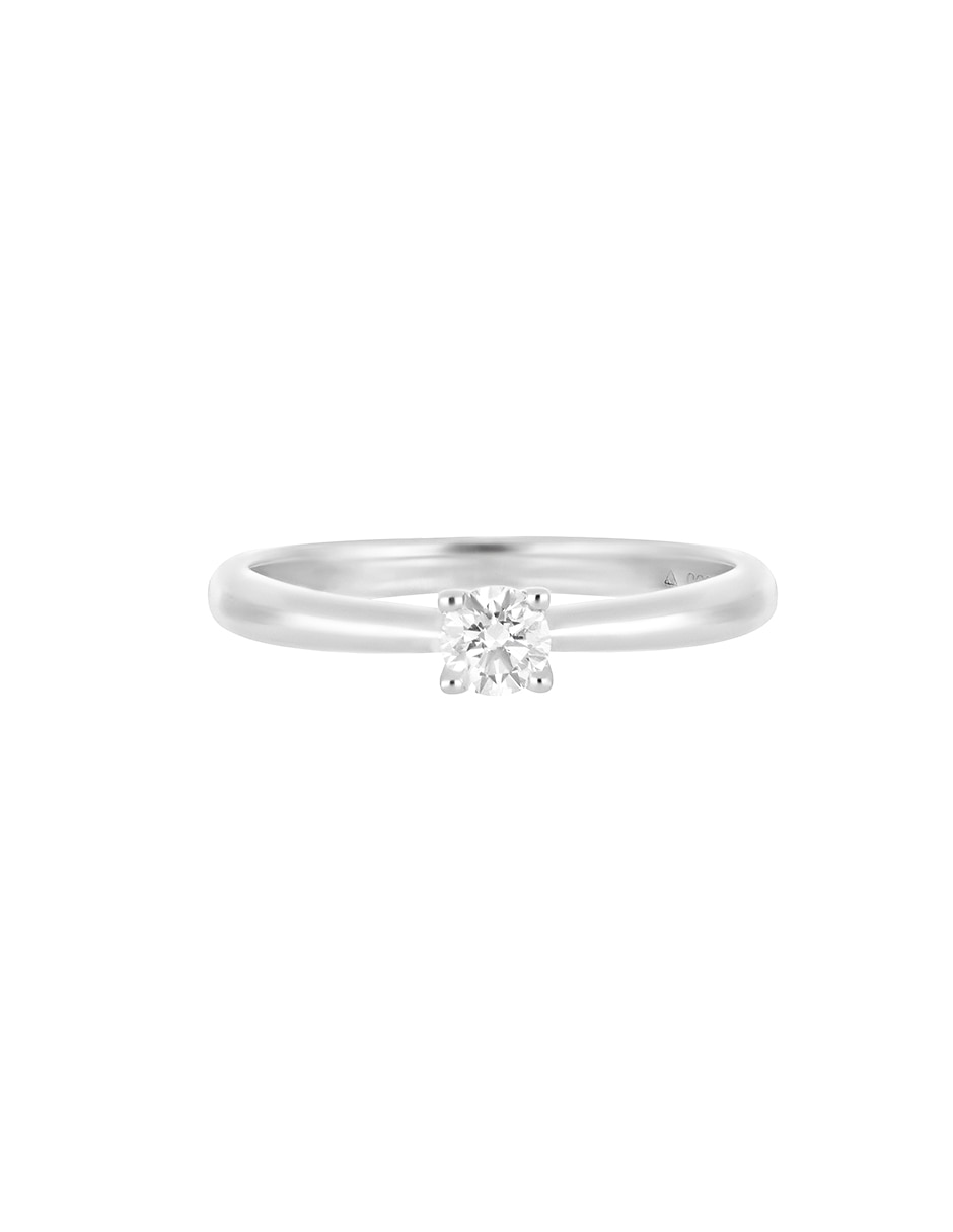 Anillo redondo Classy 14 k de oro blanco diamante pulido 2