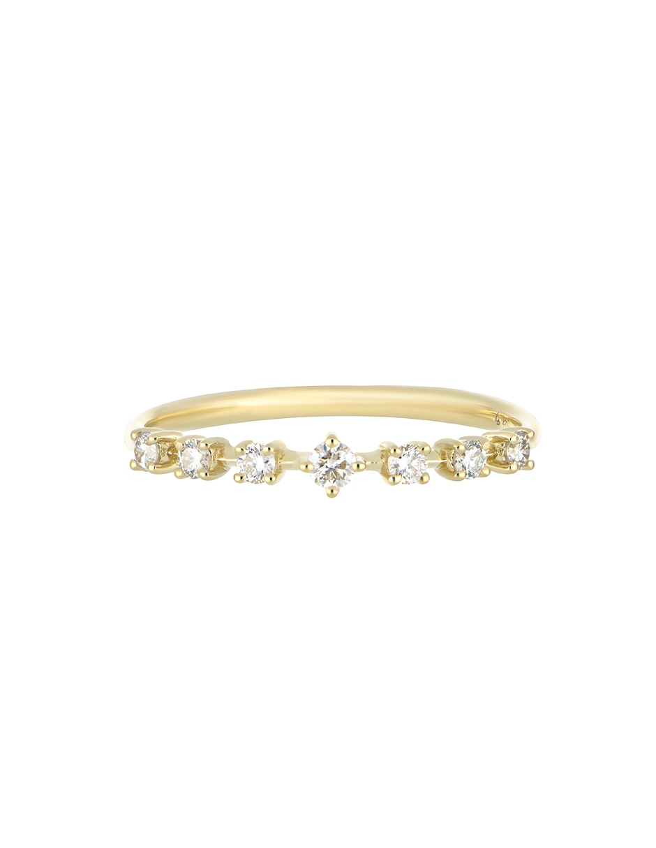 Anillo redondo Classy 14 k de oro amarillo diamante liso 2