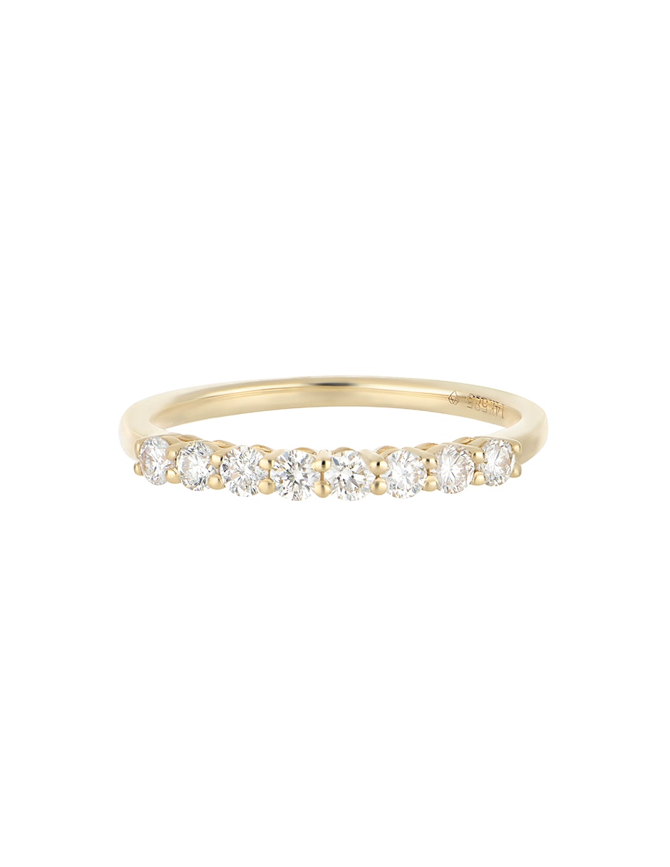 Anillo redondo Classy 14 k de oro amarillo diamante liso 2