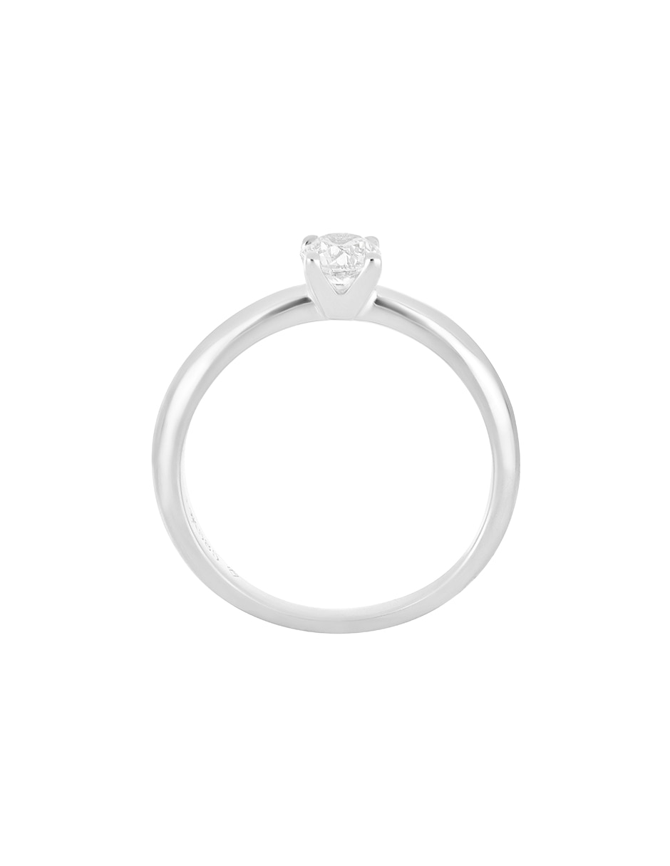 Anillo redondo Classy 14 k de oro blanco diamante liso 3