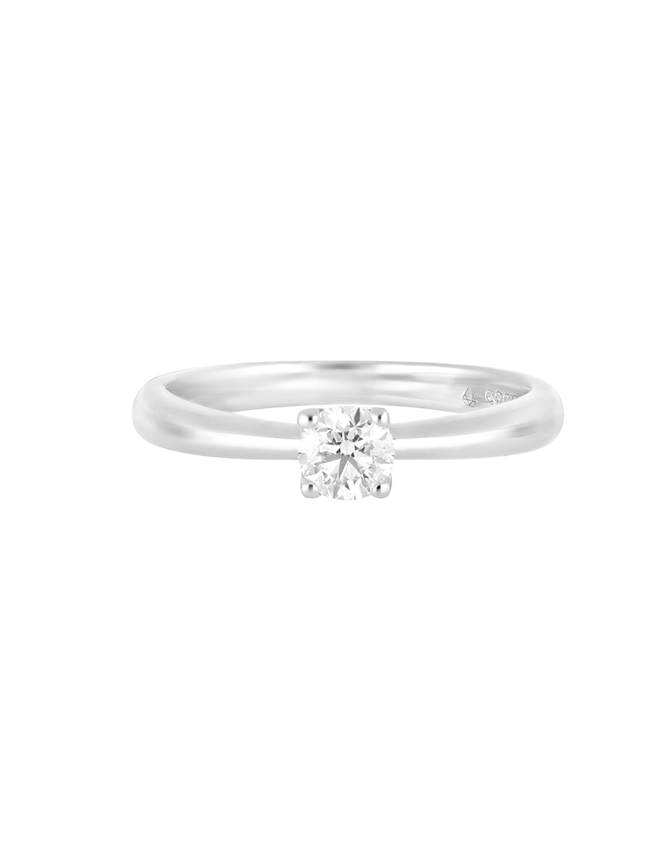 Anillo redondo Classy 14 k de oro blanco diamante liso 2
