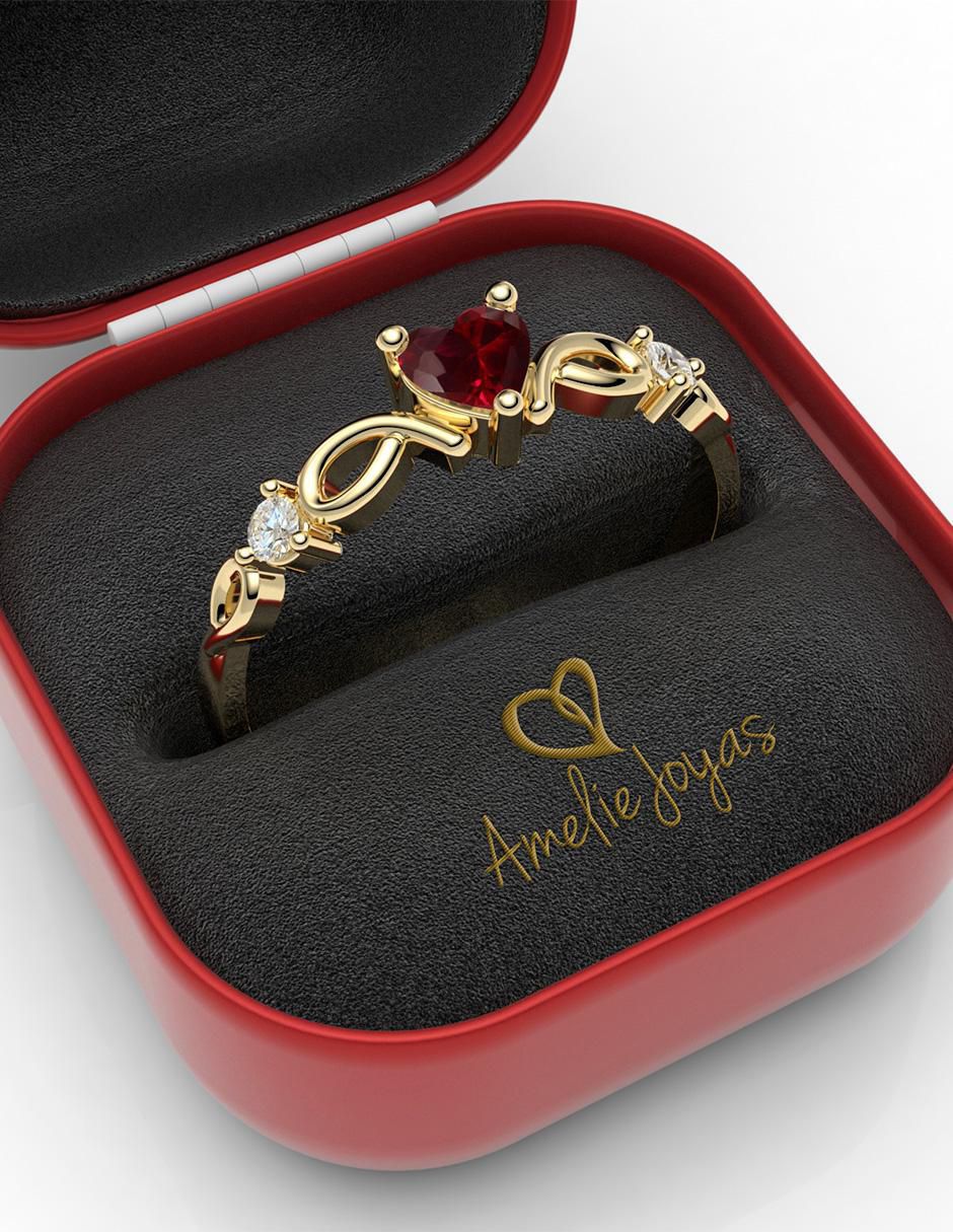 Anillo de compromiso 10 k rubí 2