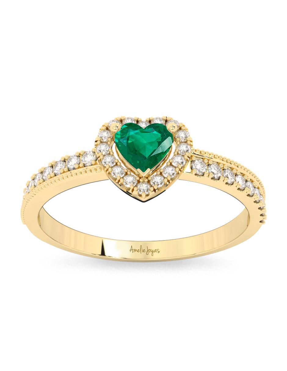 Anillo de compromiso 10 k esmeralda 2