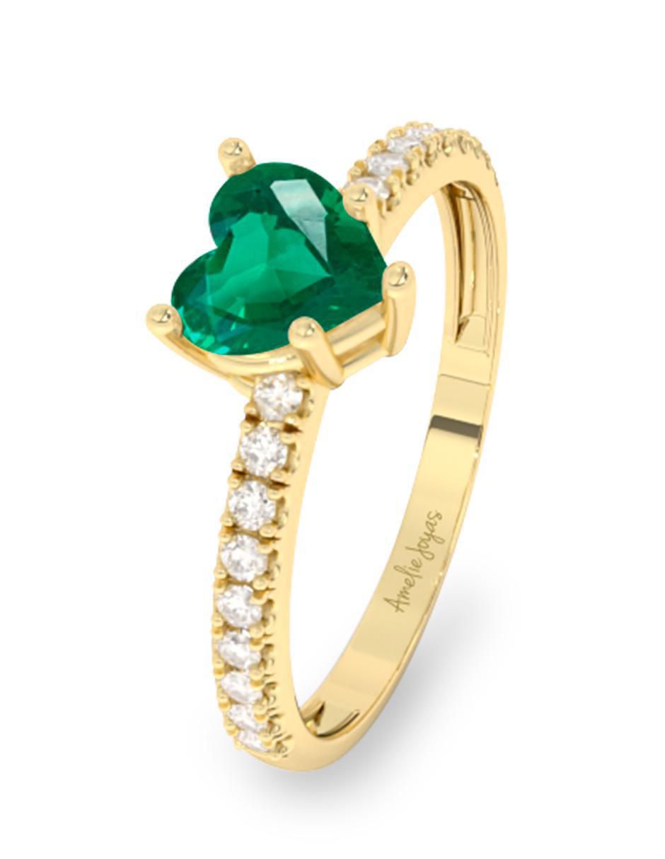 Anillo de compromiso 10 k esmeralda 2