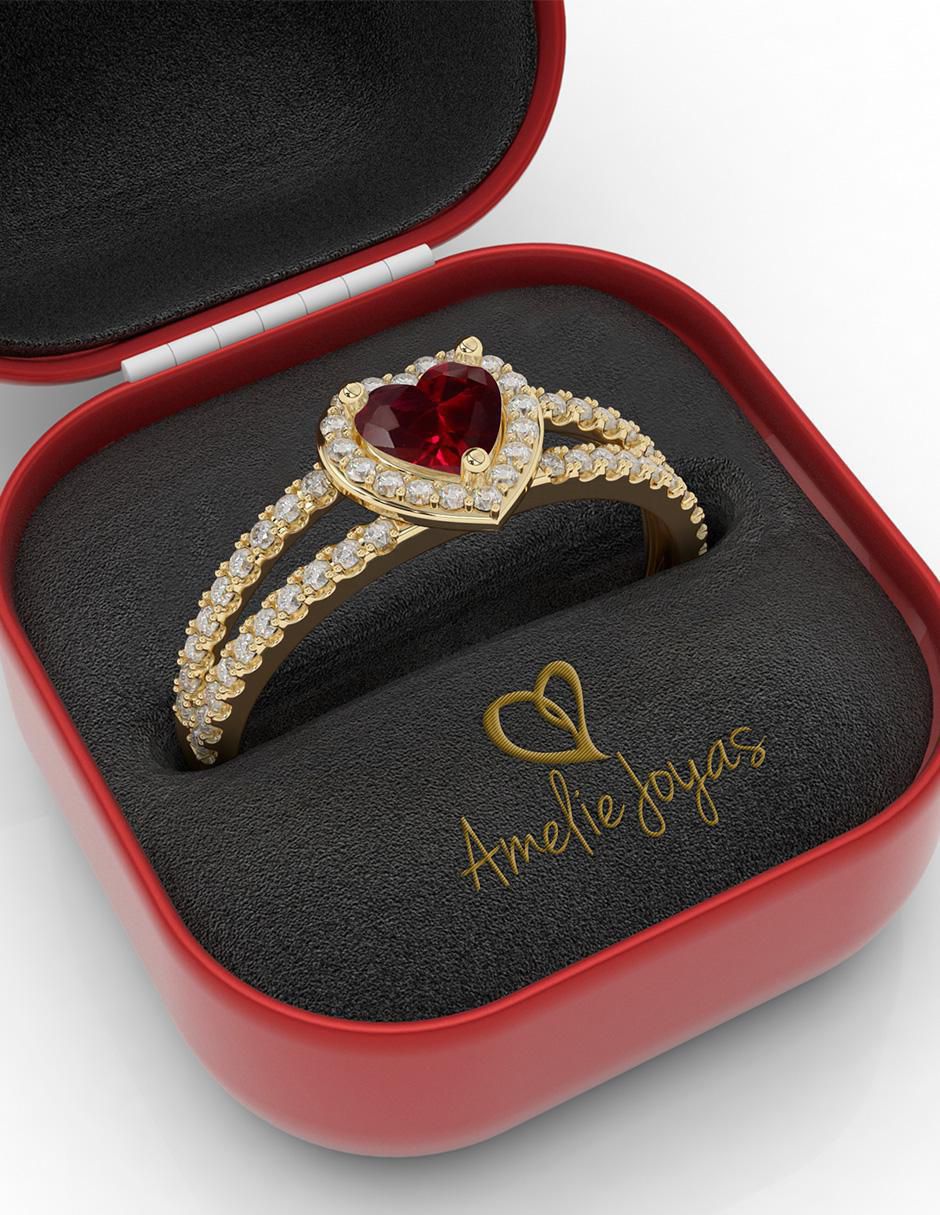 Anillo de compromiso 10 k rubí 2