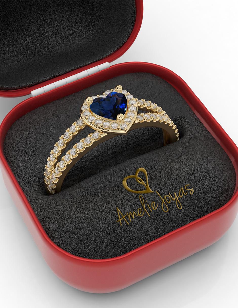 Anillo de compromiso 10 k zafiro 2