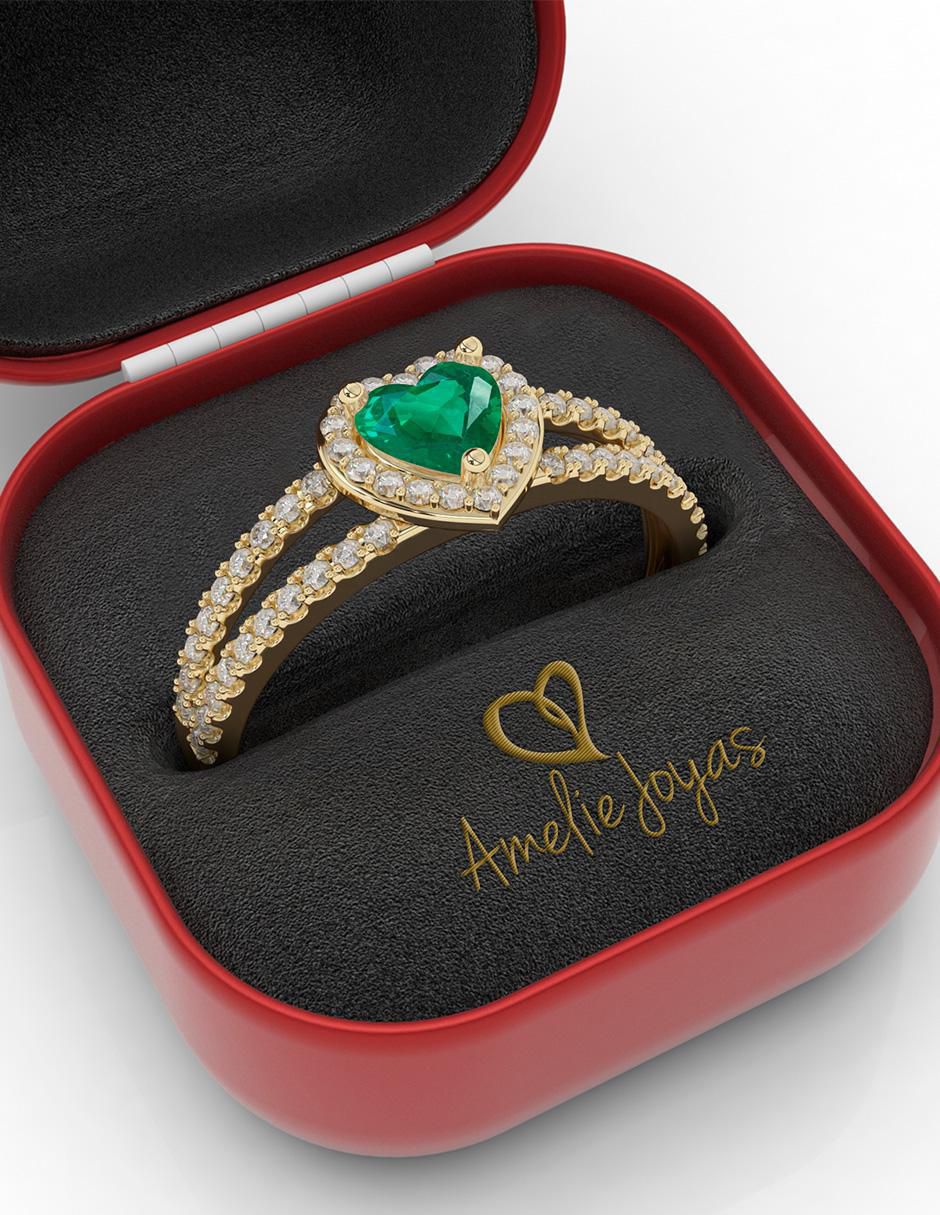 Anillo de compromiso 10 k esmeralda 2