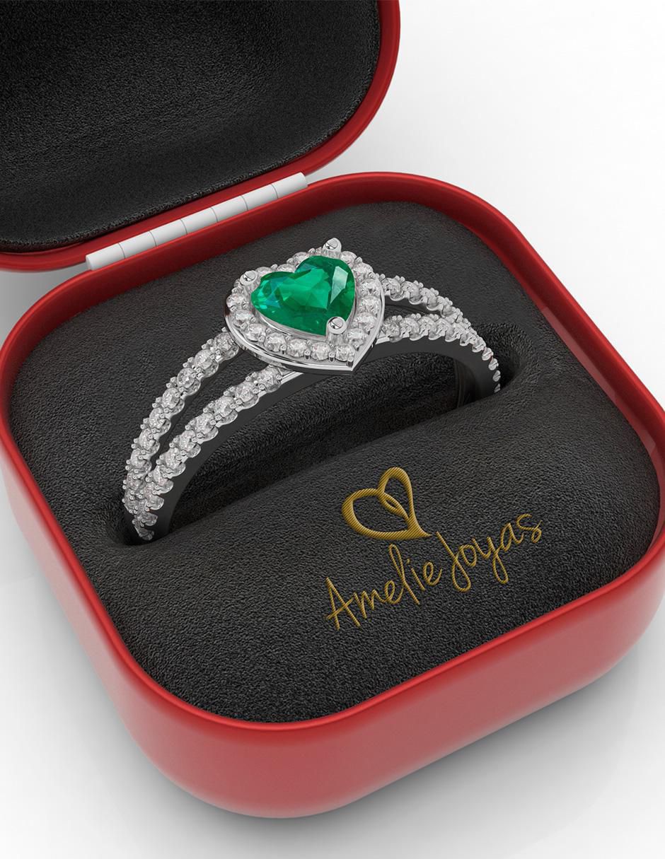 Anillo de compromiso 10 k esmeralda 4