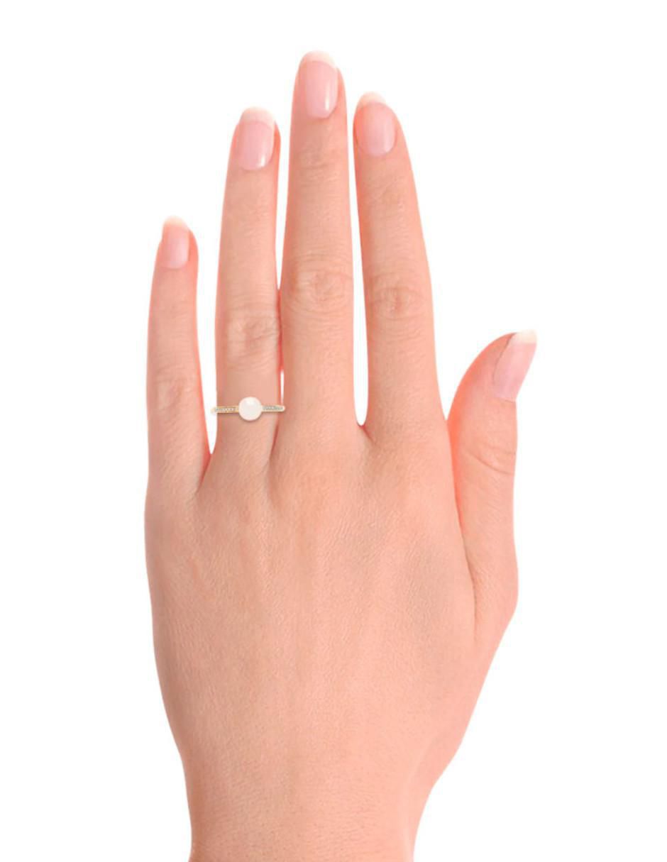 Anillo redondo Diane 14 k de oro diamante y perla brillante 3