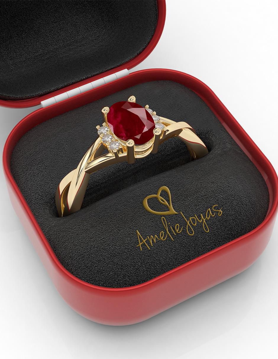 Anillo de compromiso 10 k rubí 2