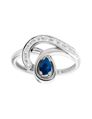 Anillo de gota Emotion 14 k de oro zafiro y diamante brillante