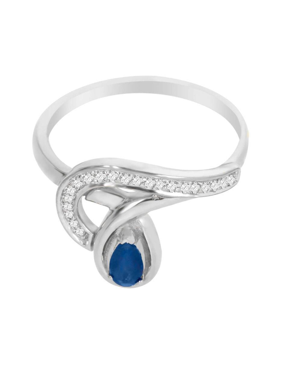 Anillo de gota Emotion 14 k de oro zafiro y diamante brillante 3