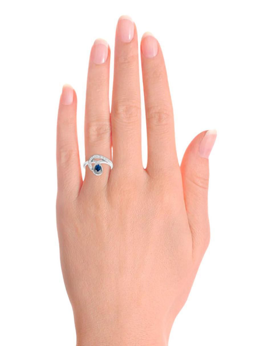 Anillo de gota Emotion 14 k de oro zafiro y diamante brillante