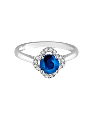 Anillo Margaret 14 k de oro zafiro y diamante brillante