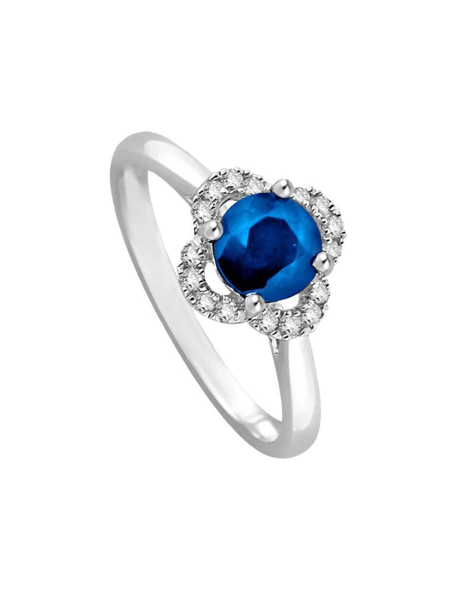 Anillo Margaret 14 k de oro zafiro y diamante brillante
