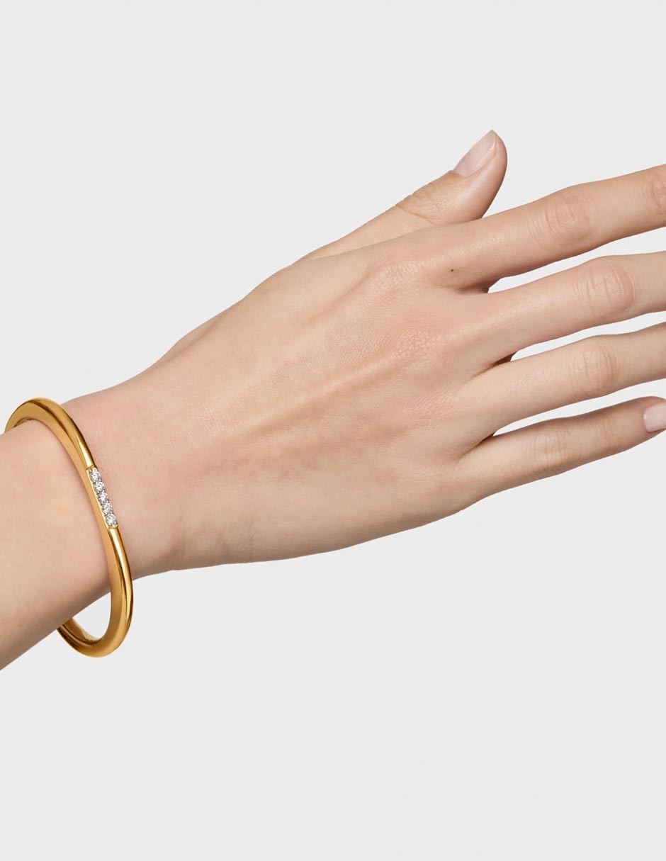 Pulsera de plata P 925 Line acabado baño de oro 10
