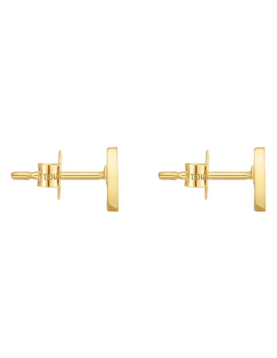 Aretes de corazón de oro amarillo 14 K con acabado brillante malaquita 2
