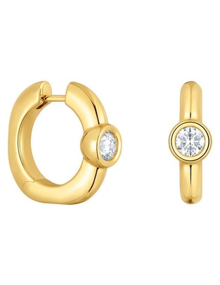 Aretes de aro de plata P 925 diamante