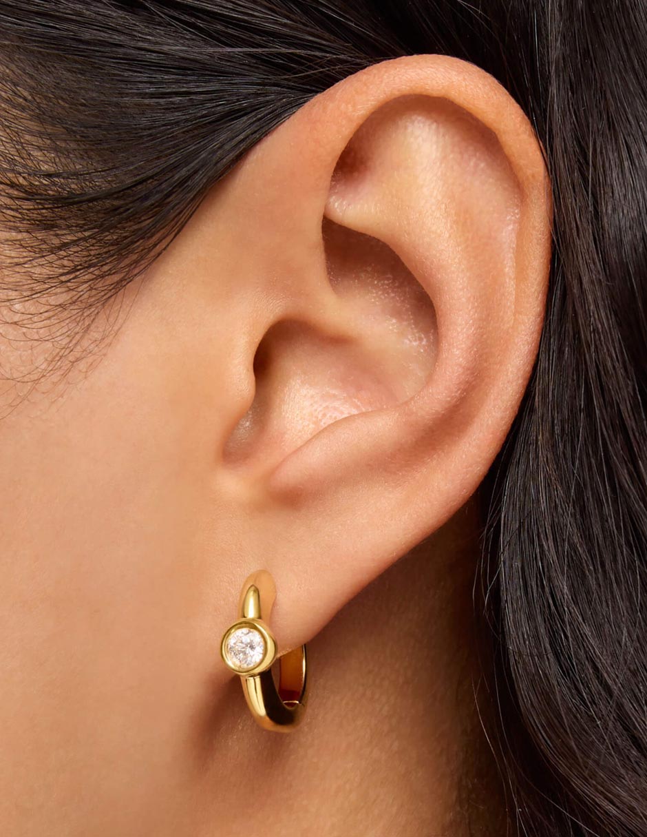 Aretes de aro de plata P 925 diamante 6