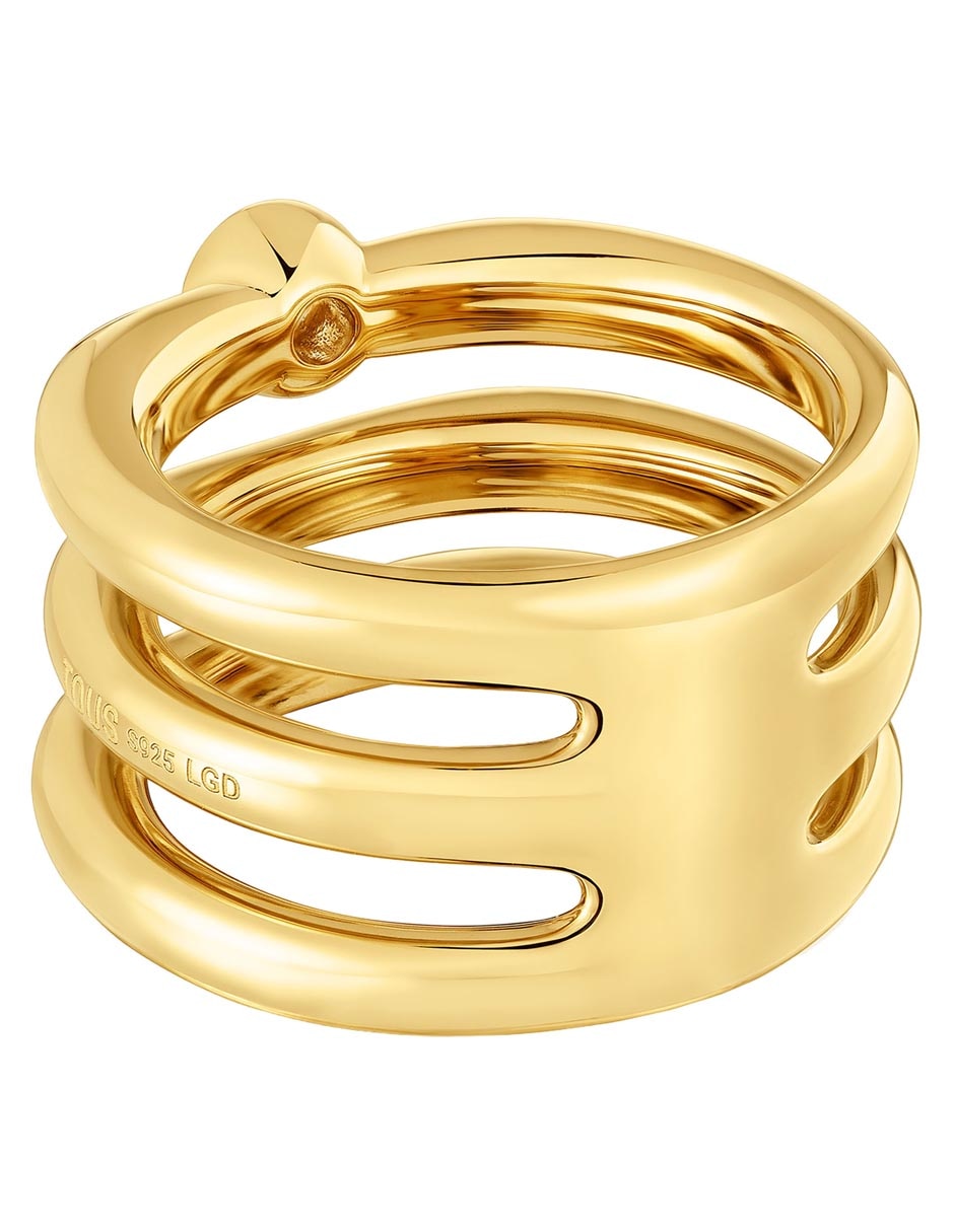 Anillo Line Lgd de plata P 925 diamante con acabado baño de oro 12
