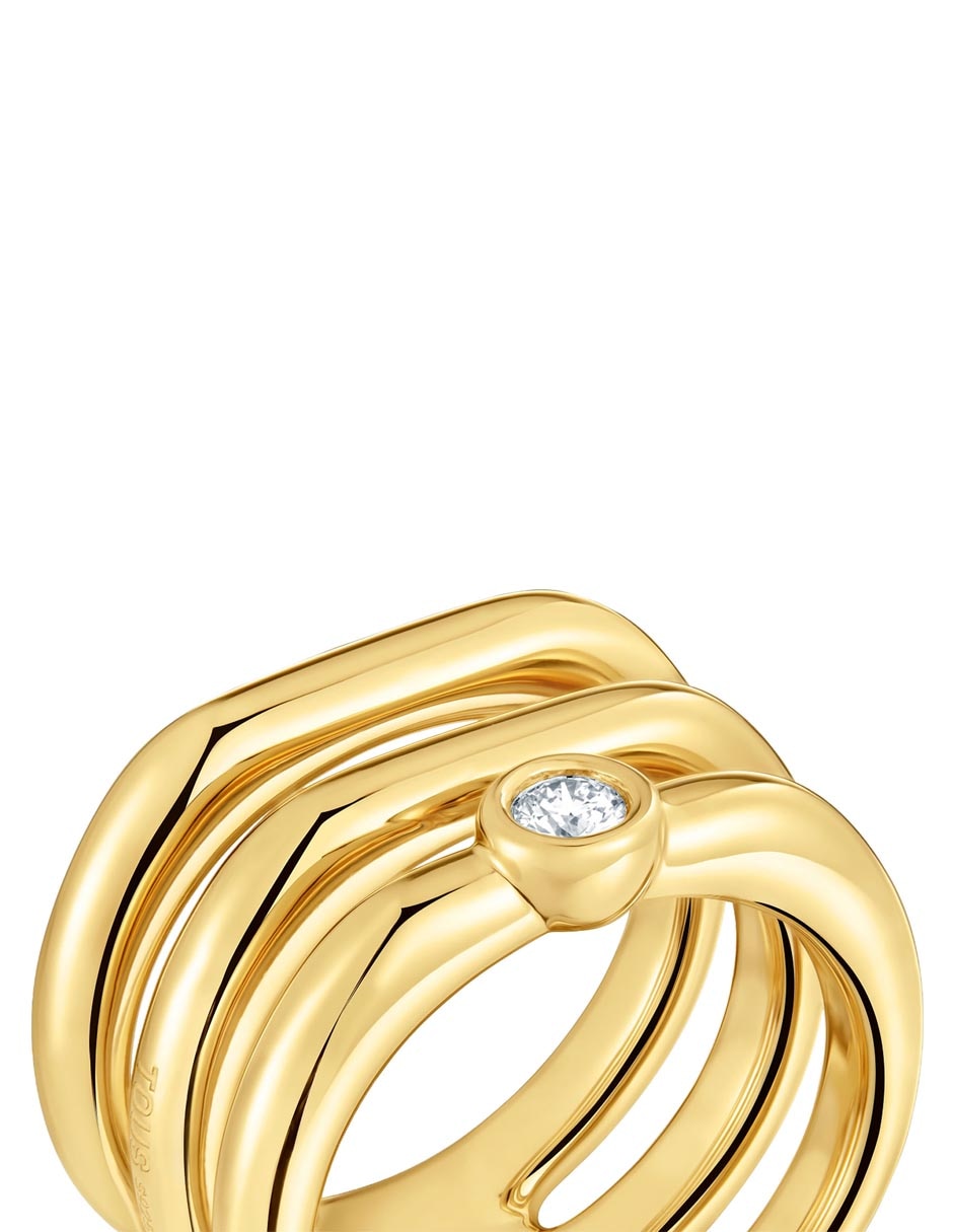 Anillo Line Lgd de plata P 925 diamante con acabado baño de oro 11
