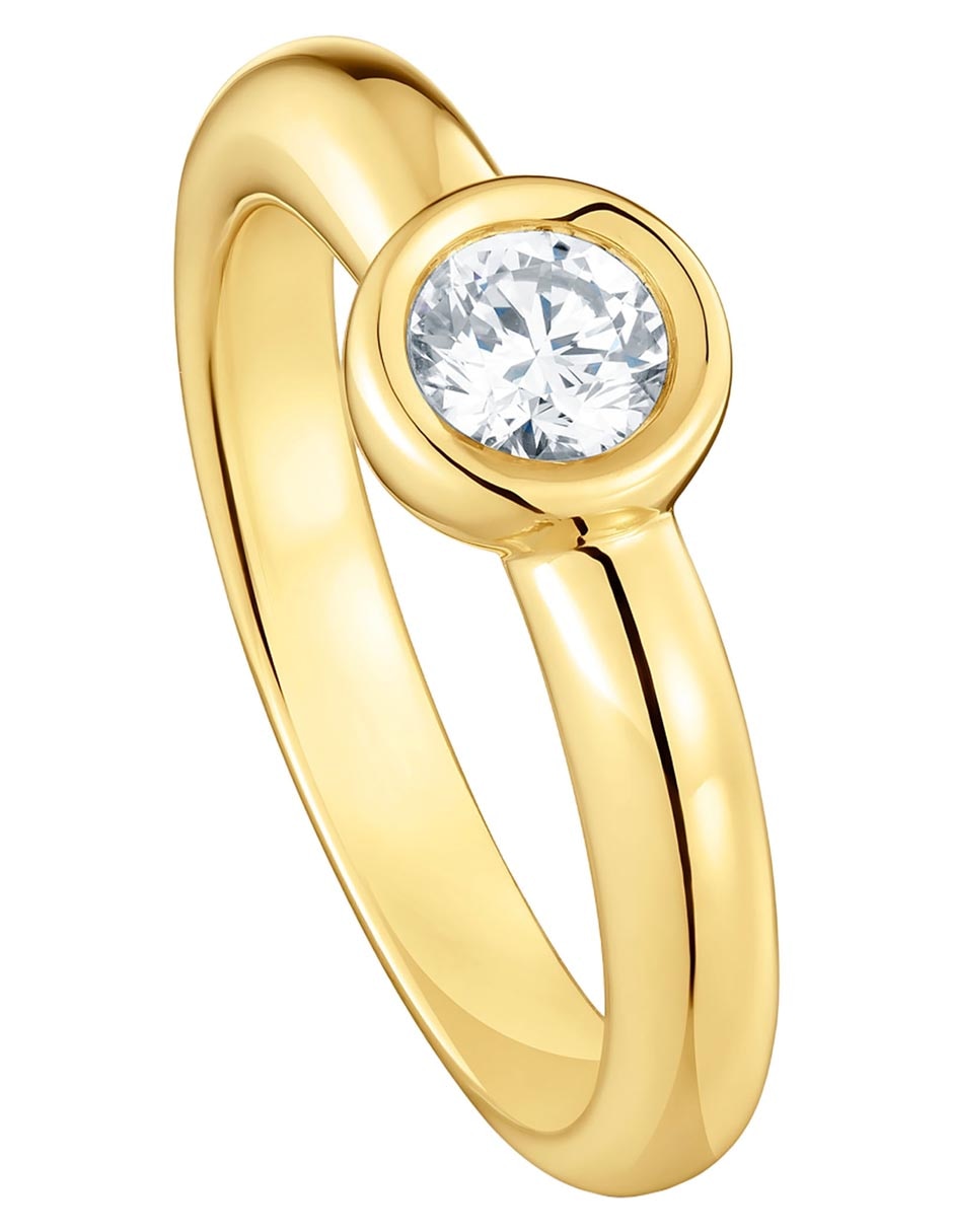 Anillo redondo Line Lgd de plata P 925 diamante con acabado baño de oro 3