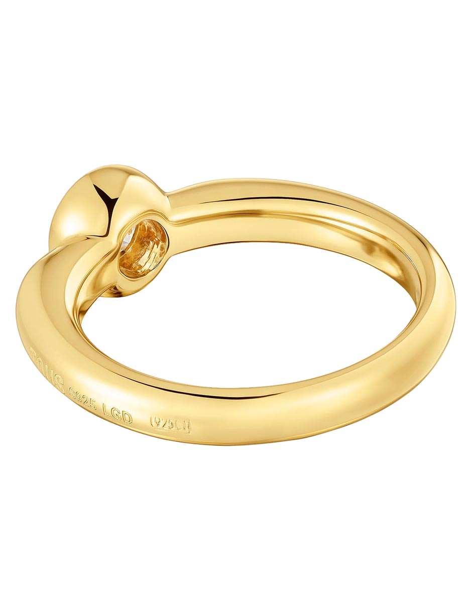 Anillo redondo Line Lgd de plata P 925 diamante con acabado baño de oro 2