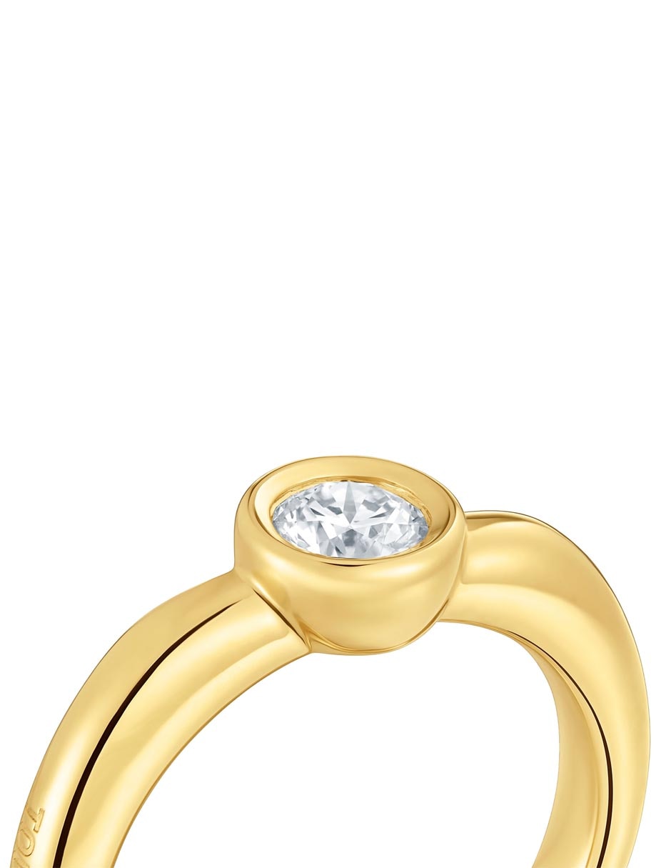 Anillo redondo Line Lgd de plata P 925 diamante con acabado baño de oro 11