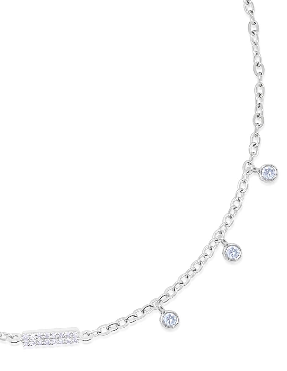Pulsera de oro blanco con diamante 14 k con acabado pulido 2