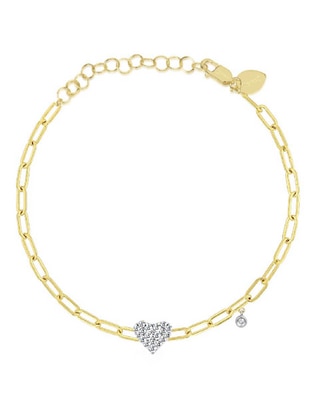Pulsera de oro amarillo con diamante 14 k con acabado pavé 1