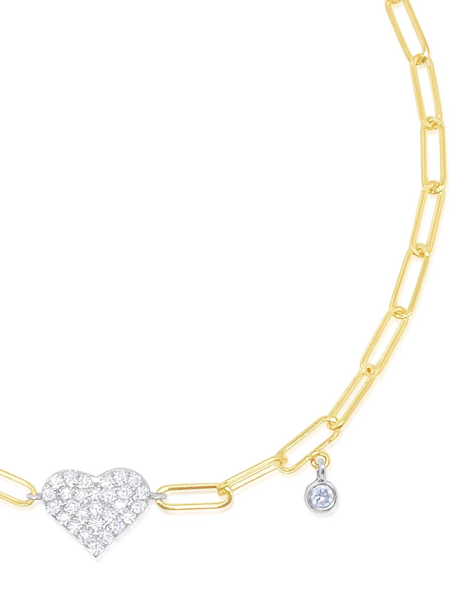 Pulsera de oro amarillo con diamante 14 k con acabado pavé 2