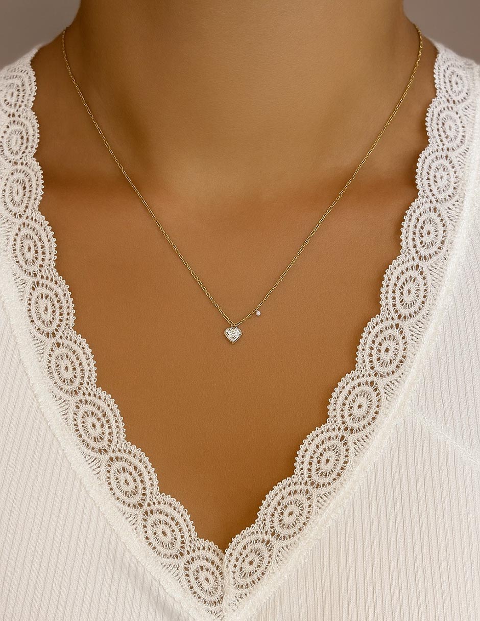 Collar de corazón de oro amarillo 14 K