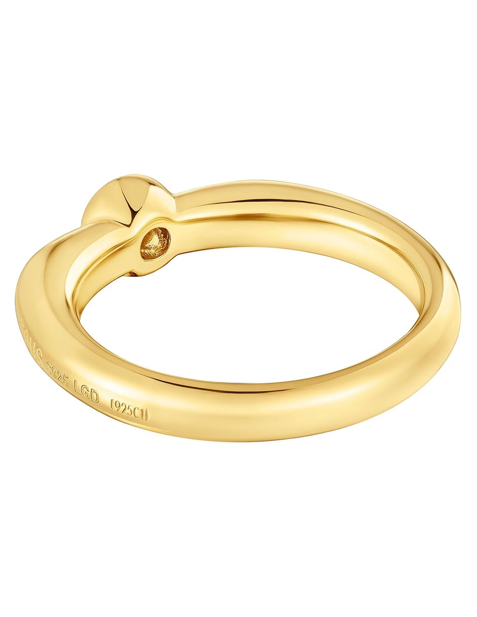 Anillo redondo Line Lgd de plata P 925 diamante con acabado baño de oro 12