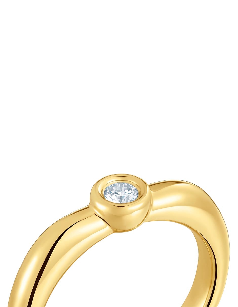Anillo redondo Line Lgd de plata P 925 diamante con acabado baño de oro 11