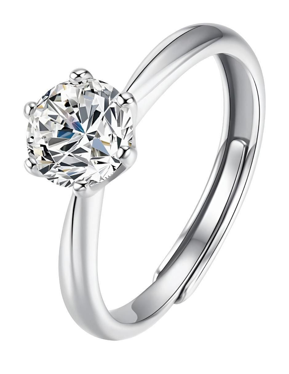 Anillo de compromiso de plata P 925 moissanita