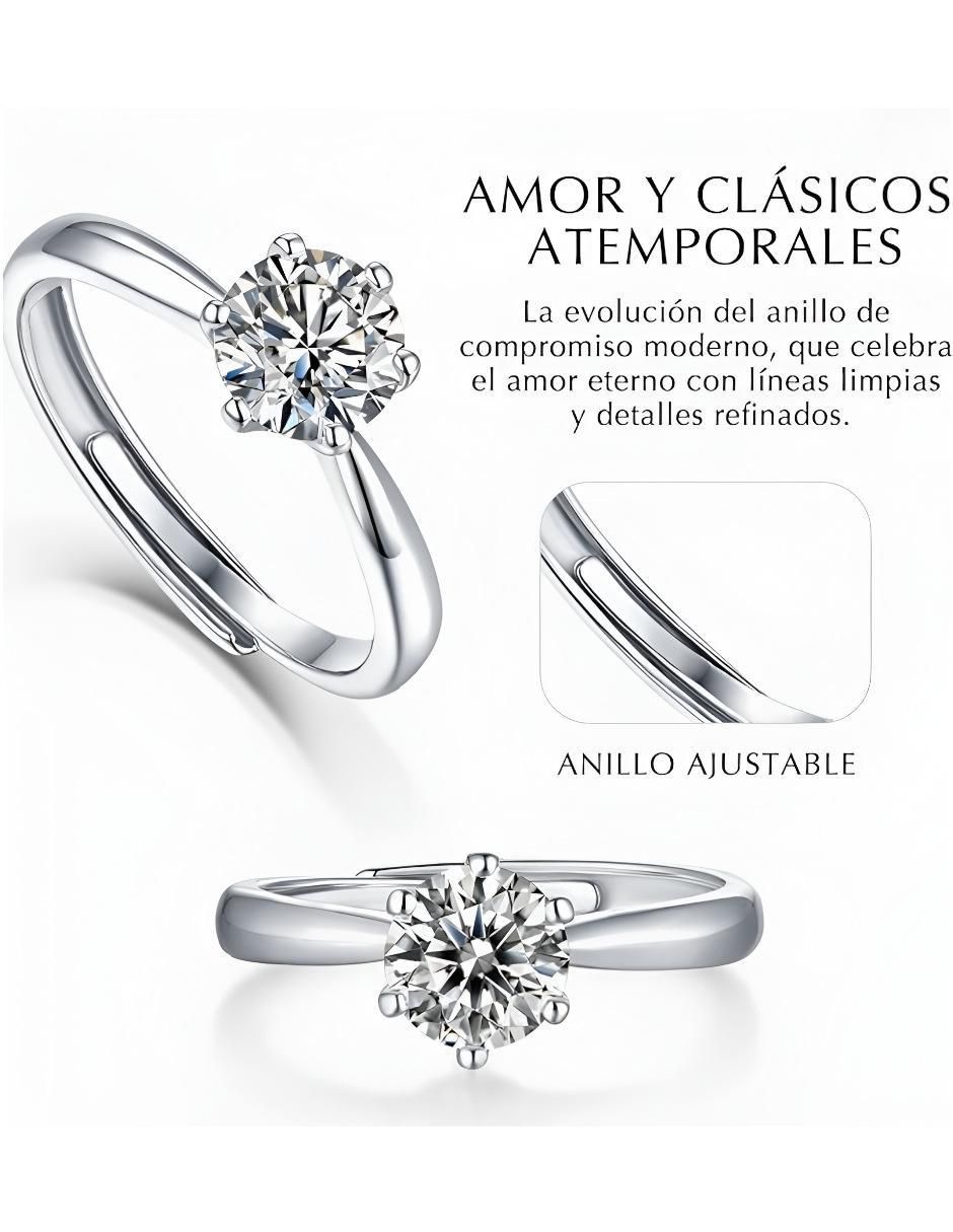 Anillo de compromiso de plata P 925 moissanita