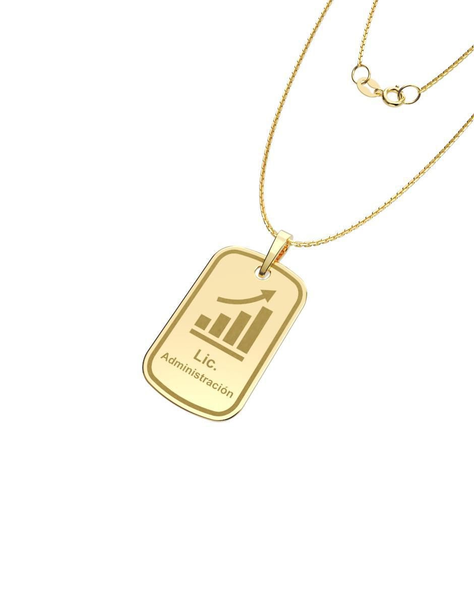 Collar con dije rectangular Graduación de oro 14 K 2