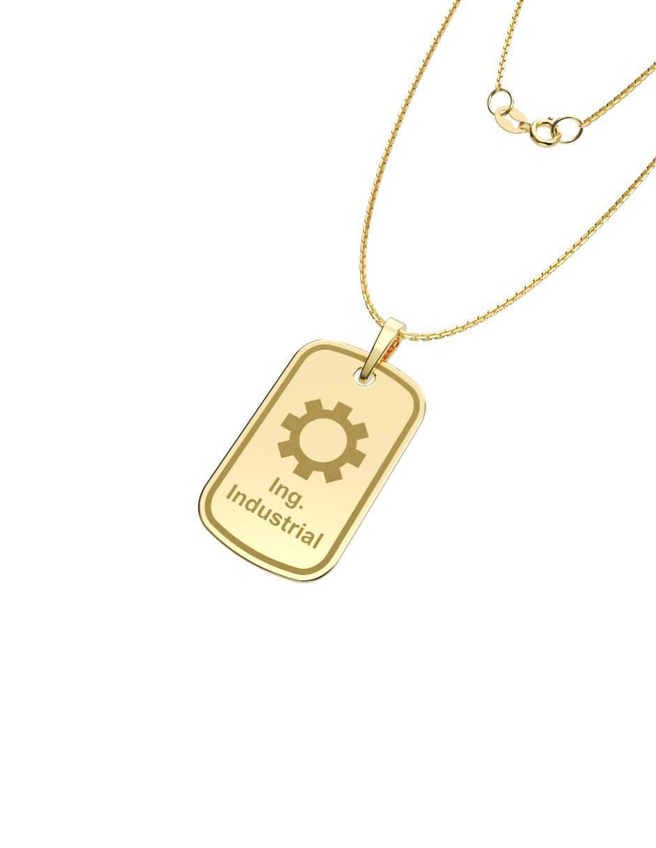 Collar con dije rectangular Graduación de oro 14 K 2