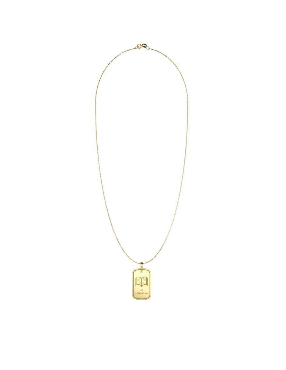 Collar con dije rectangular Graduación de oro 14 K 4