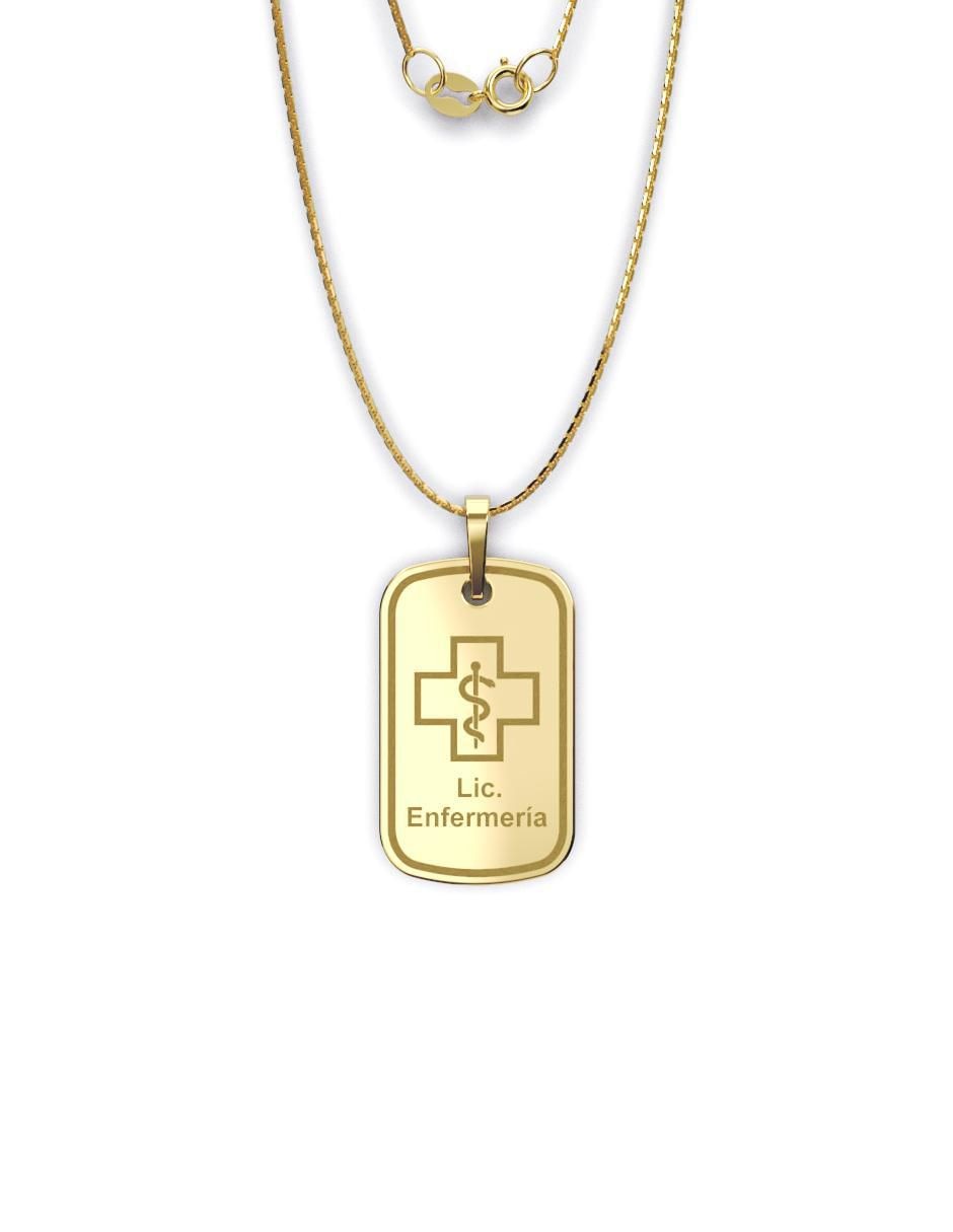 Collar con dije rectangular Graduación de oro 14 K 3