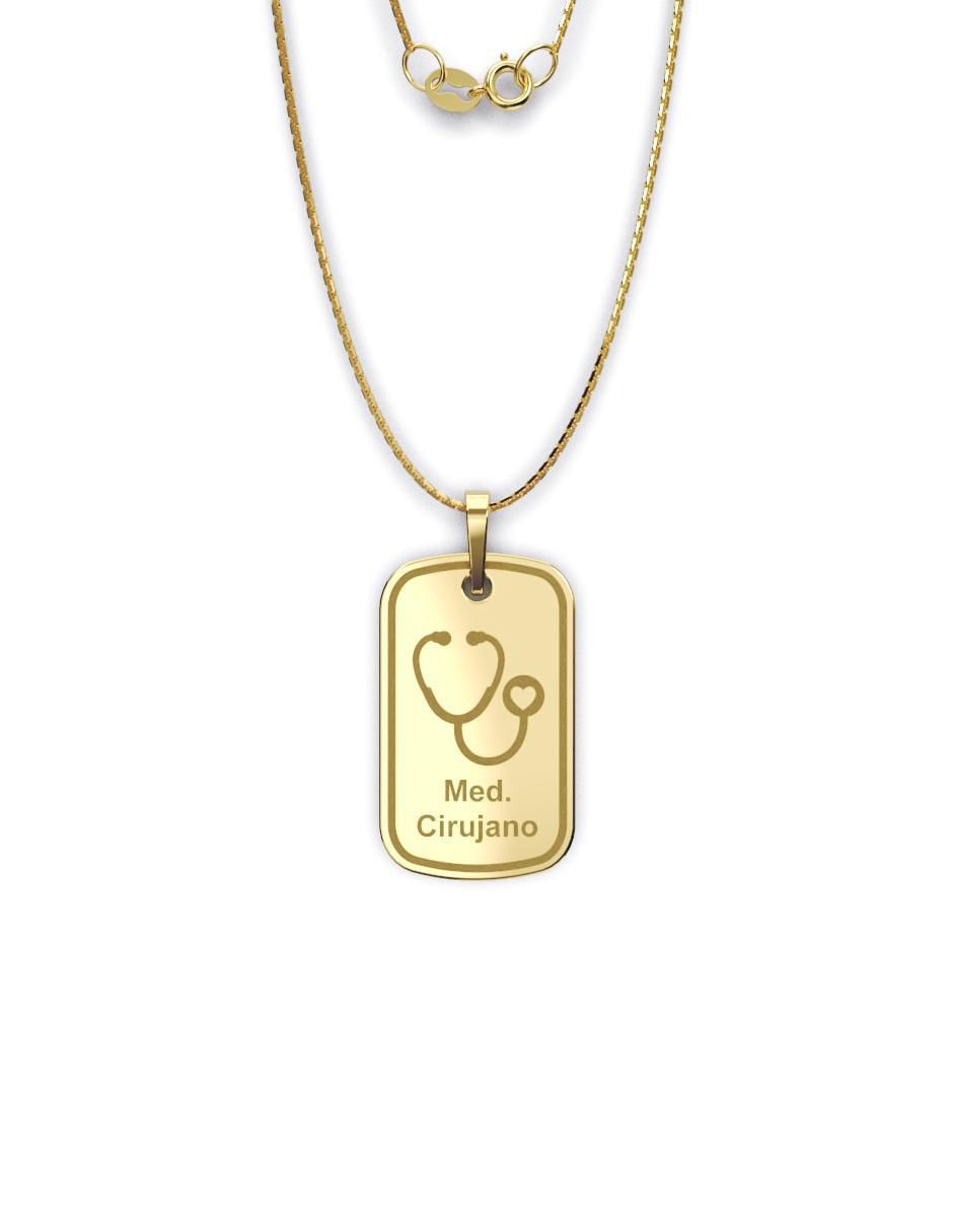 Collar con dije rectangular Graduación de oro 14 K 3