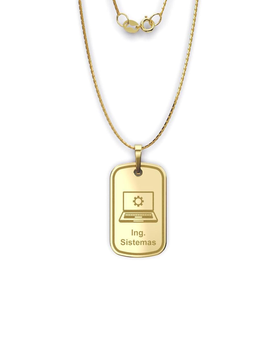 Collar con dije rectangular Graduación de oro 14 K 3