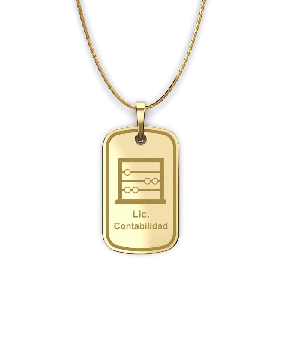 Collar con dije rectangular Graduación de oro 10 K