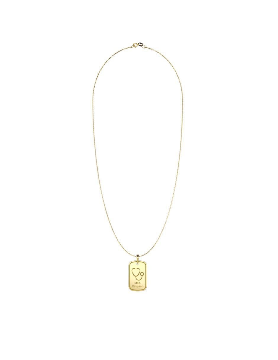 Collar con dije rectangular Graduación de oro 10 K 4
