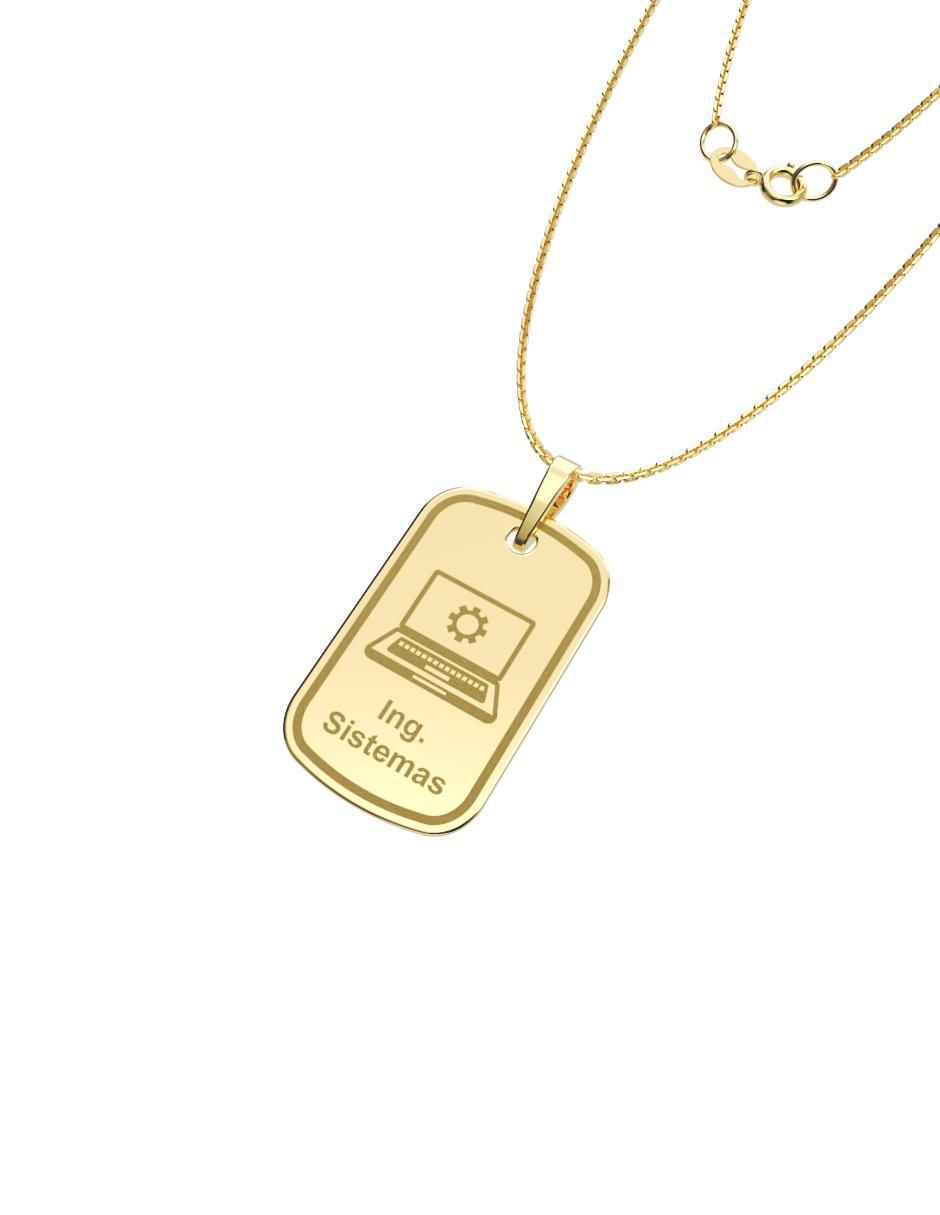 Collar con dije rectangular Graduación de oro 10 K 2