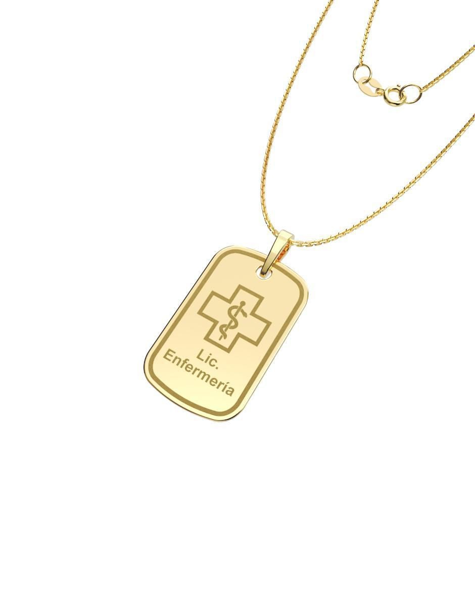 Collar con dije rectangular Graduación de oro 10 K 2