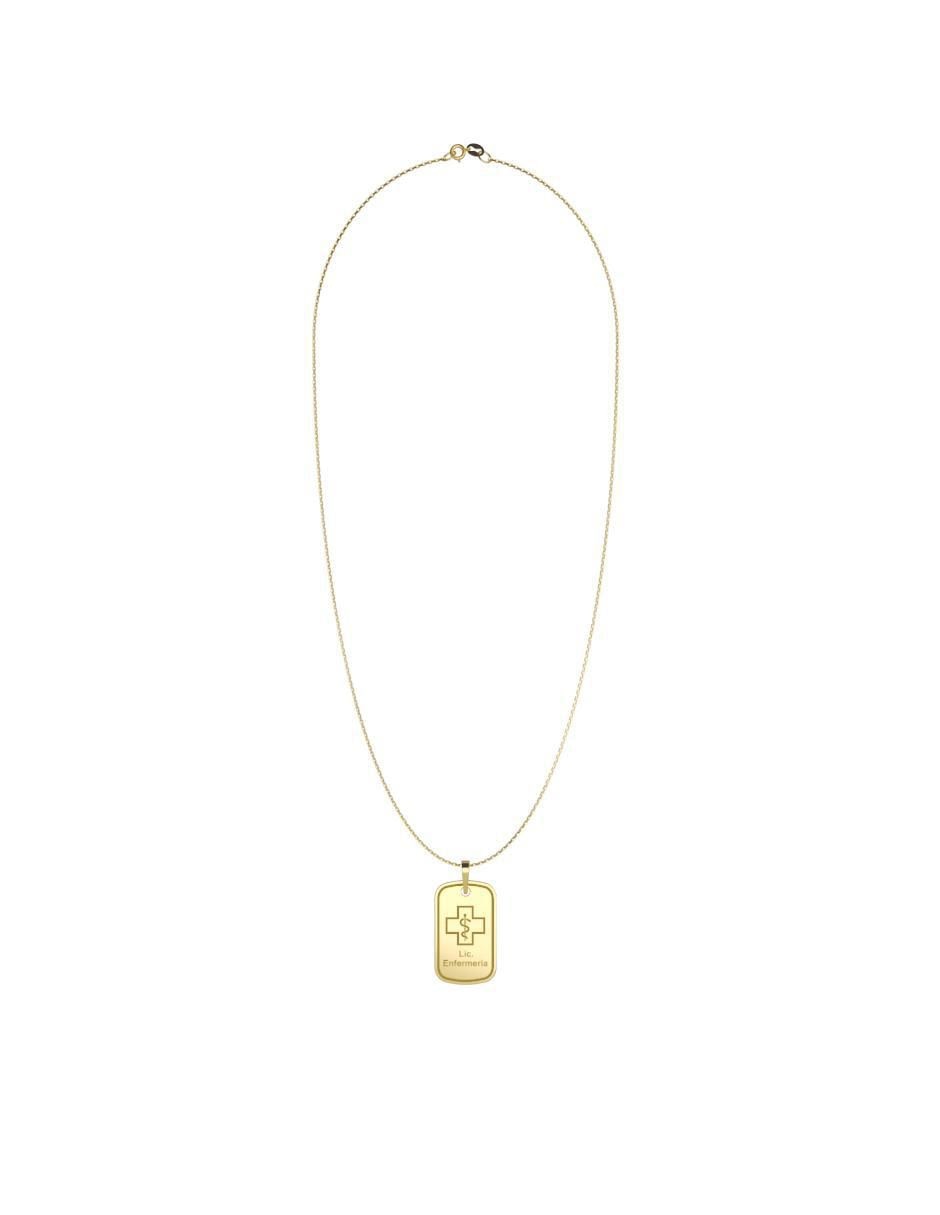 Collar con dije rectangular Graduación de oro 10 K 4