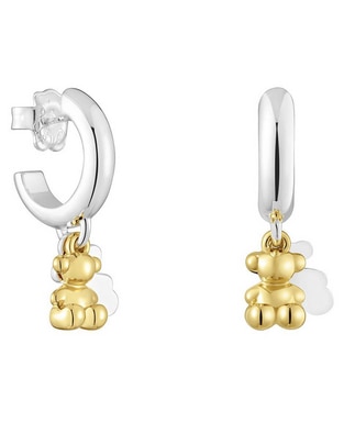 Aretes de aro de oso de plata P 925 con acabado baño de oro 1