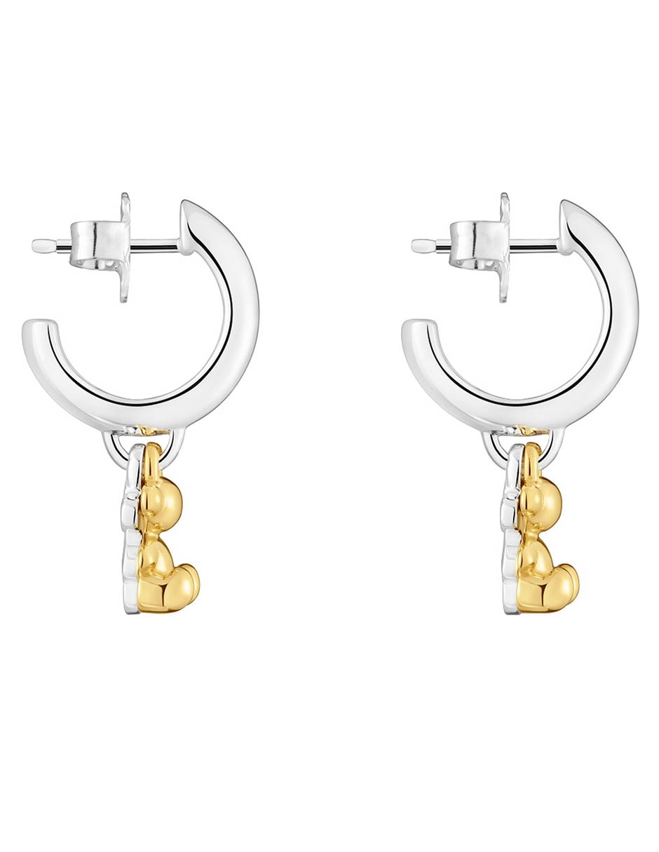 Aretes de aro de oso de plata P 925 con acabado baño de oro 2