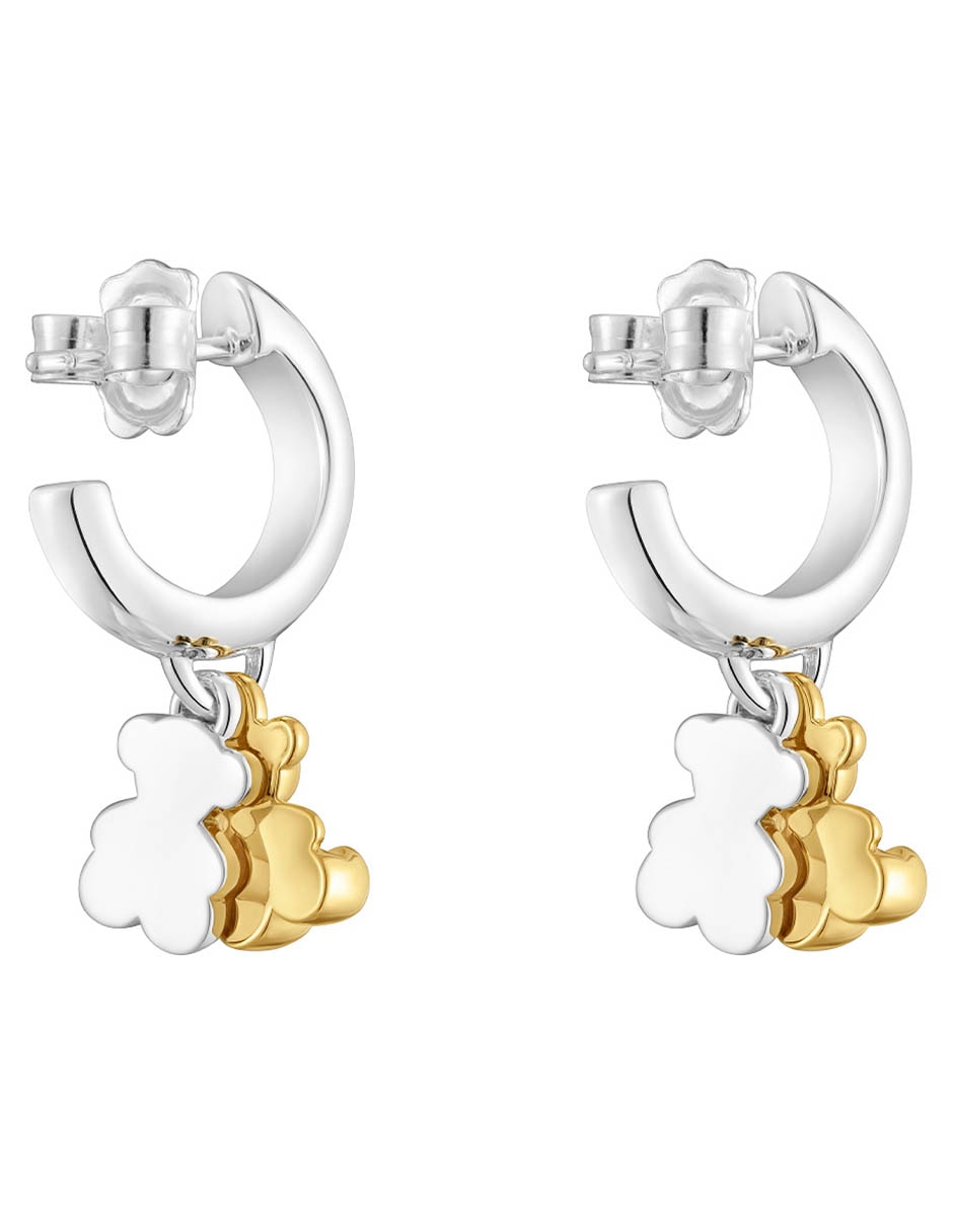 Aretes de aro de oso de plata P 925 con acabado baño de oro 3